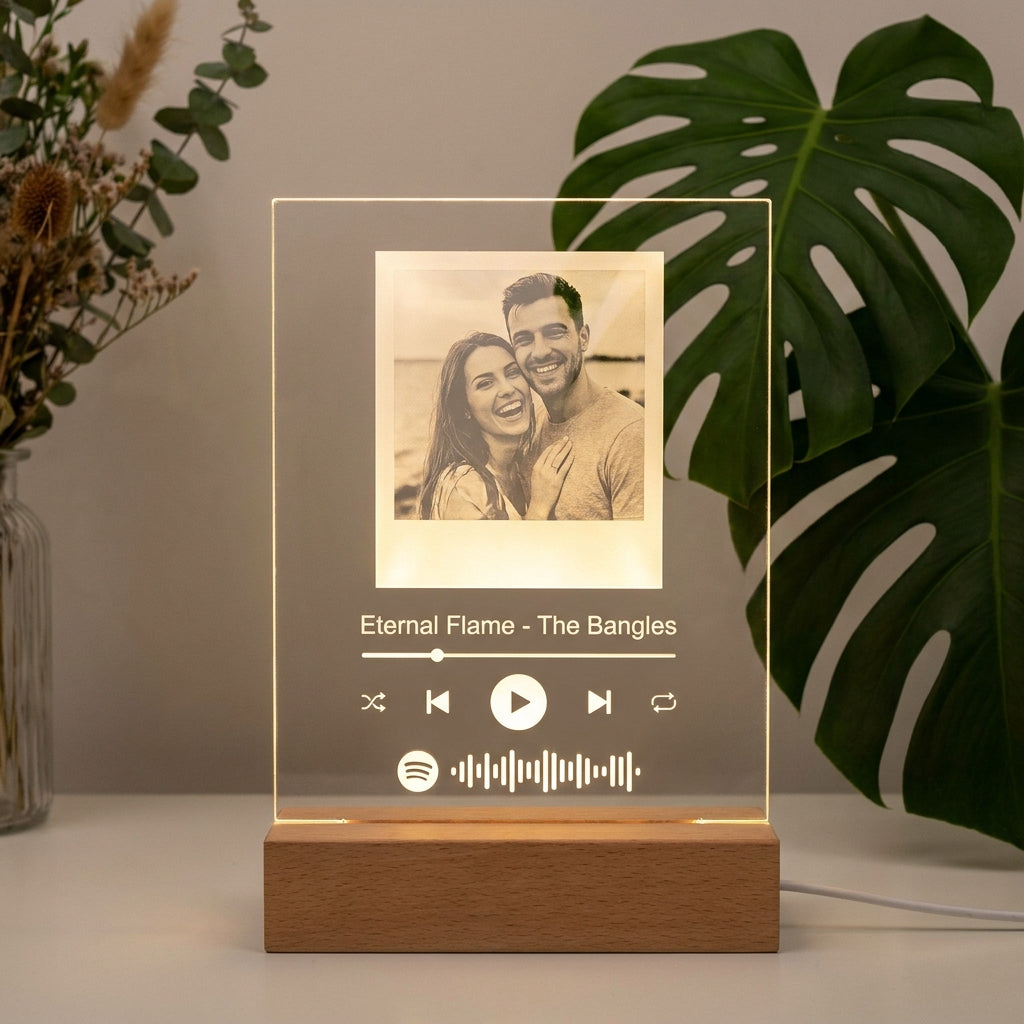 Lámpara Spotify con foto y código personalizada LED metacrilato
