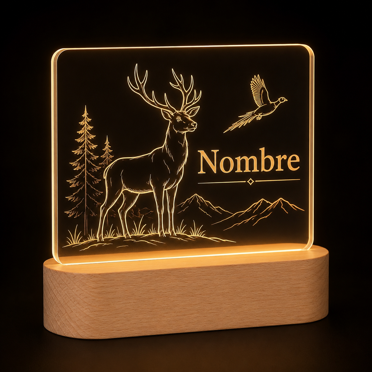 Lámpara de caza personalizada LED metacrilato