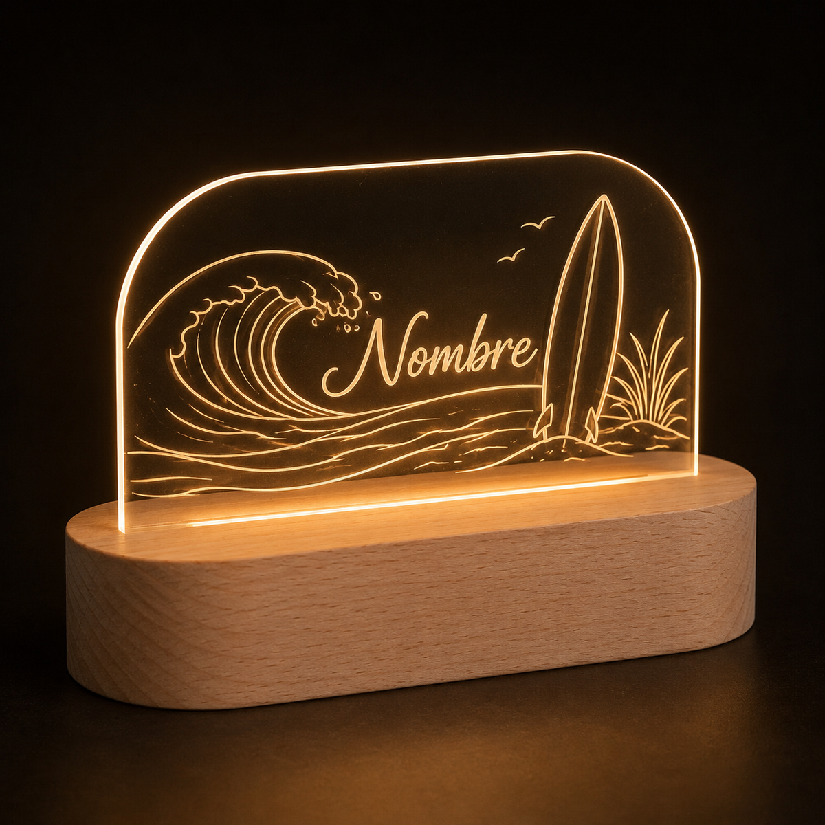 Lámpara de surf personalizada LED metacrilato