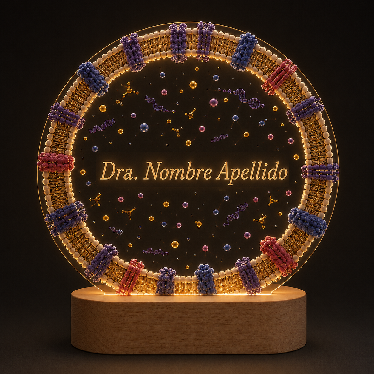 Lámpara LED Membrana Celular Personalizada para Doctor o Doctora con Nombre