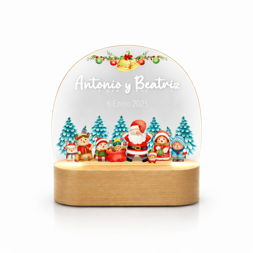Lámpara Navidad Personalizada | Regalo Original Metacrilato LED Madera