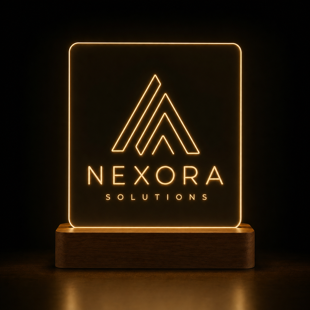 Lámpara con logo de empresa personalizada LED metacrilato y madera
