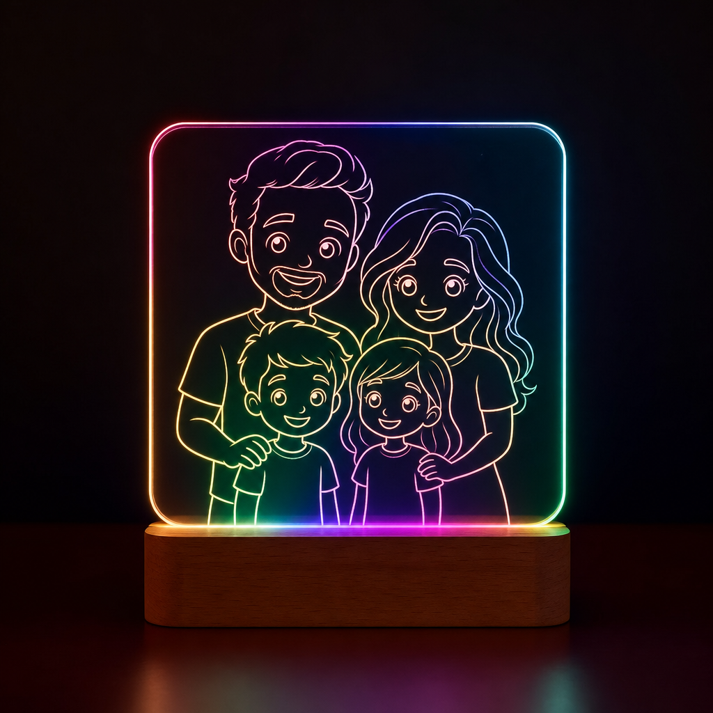 Lámpara de caricatura familiar personalizada a partir de tu foto LED