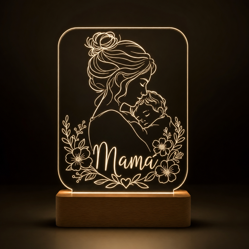 Lámpara Día de la Madre personalizada con foto o nombre LED