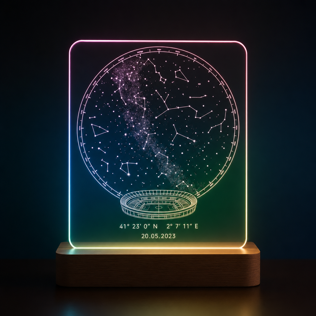 Lámpara mapa estelar del gol más importante fútbol personalizada LED