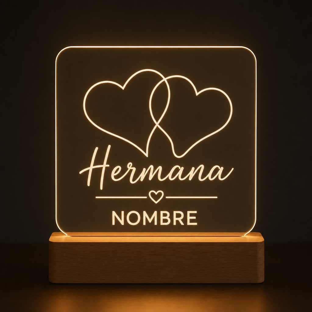 Lámpara para mi hermana personalizada con nombre LED metacrilato