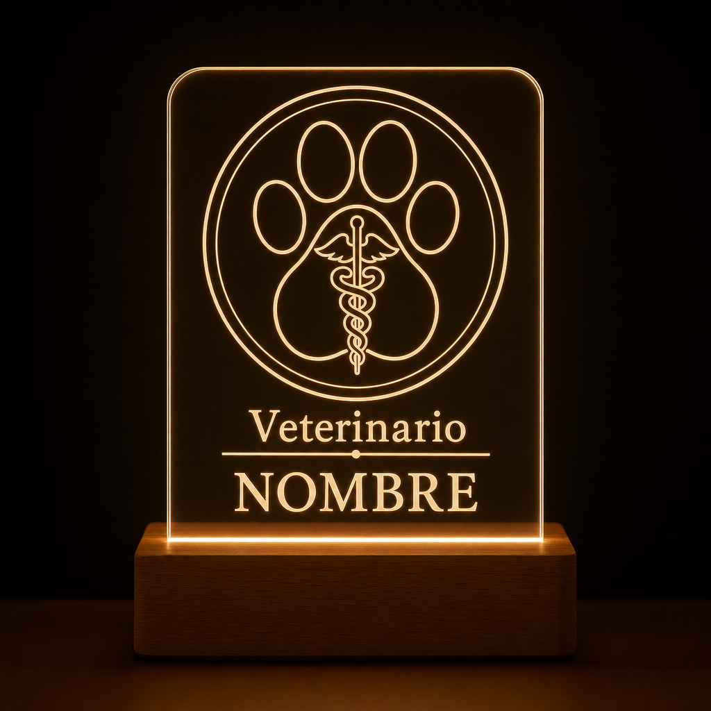 Lámpara para veterinario personalizada con nombre LED metacrilato