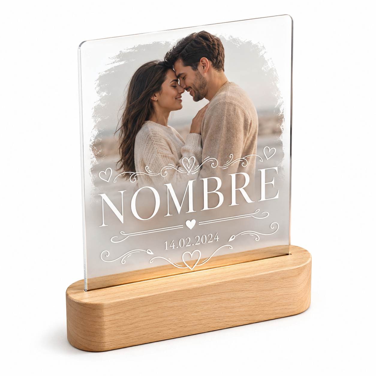 Lámpara personalizada de pareja romántica con nombre San Valentín aniversario