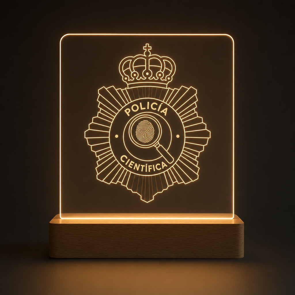 Lámpara Policía Científica personalizada LED metacrilato