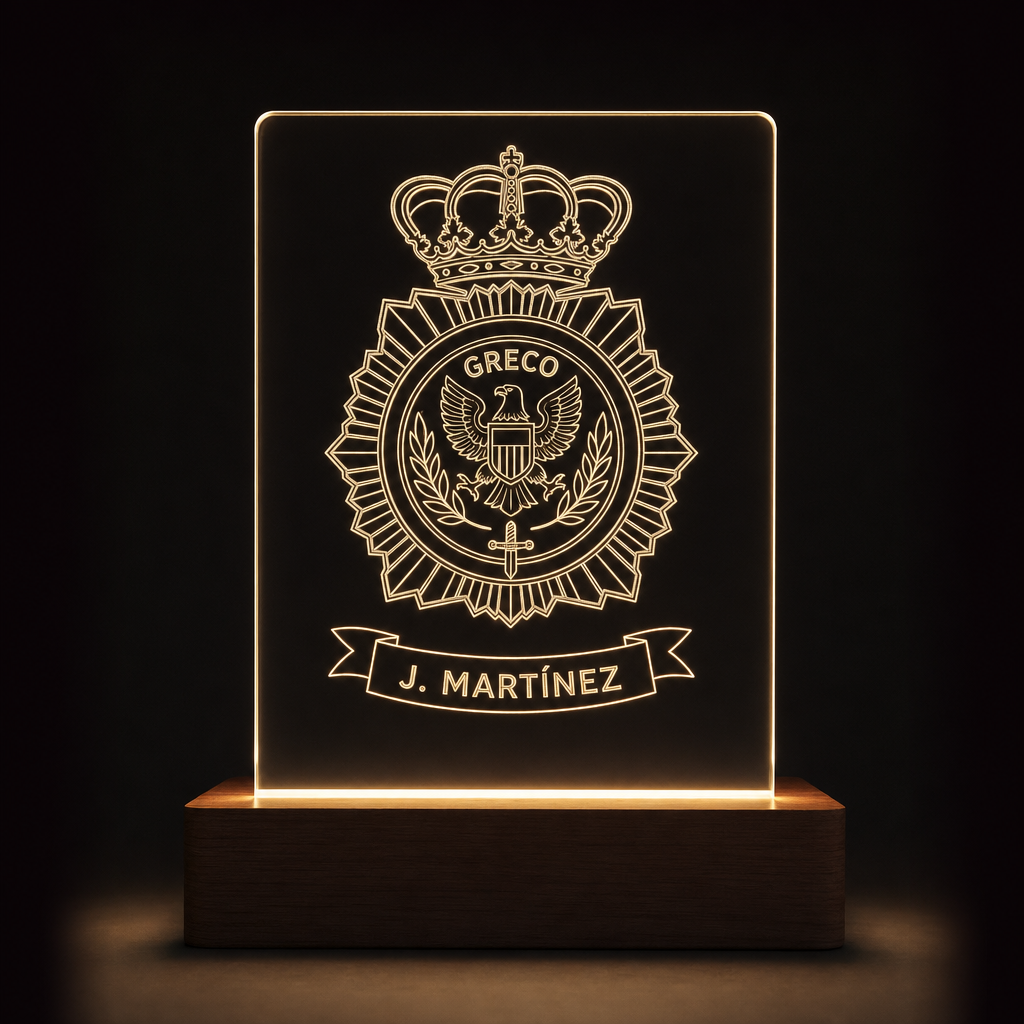Lámpara Policía Nacional GRECO personalizada LED metacrilato