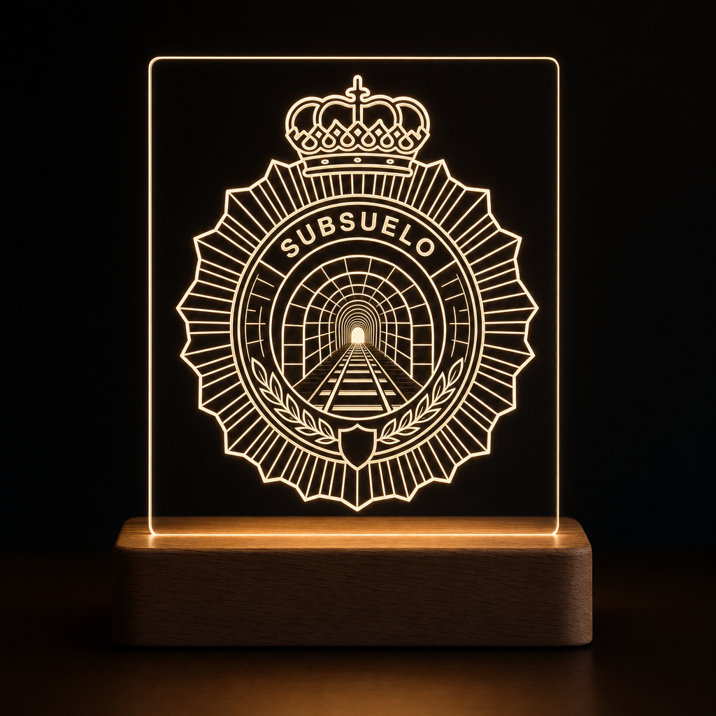 Lámpara Policía Nacional subsuelo personalizada LED metacrilato