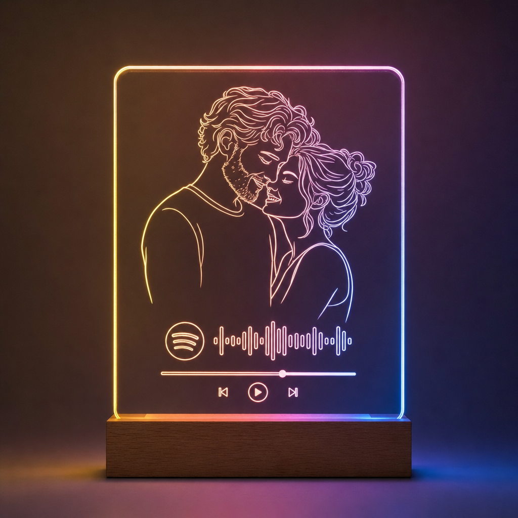 Lámpara Spotify con foto de pareja vuestra canción LED