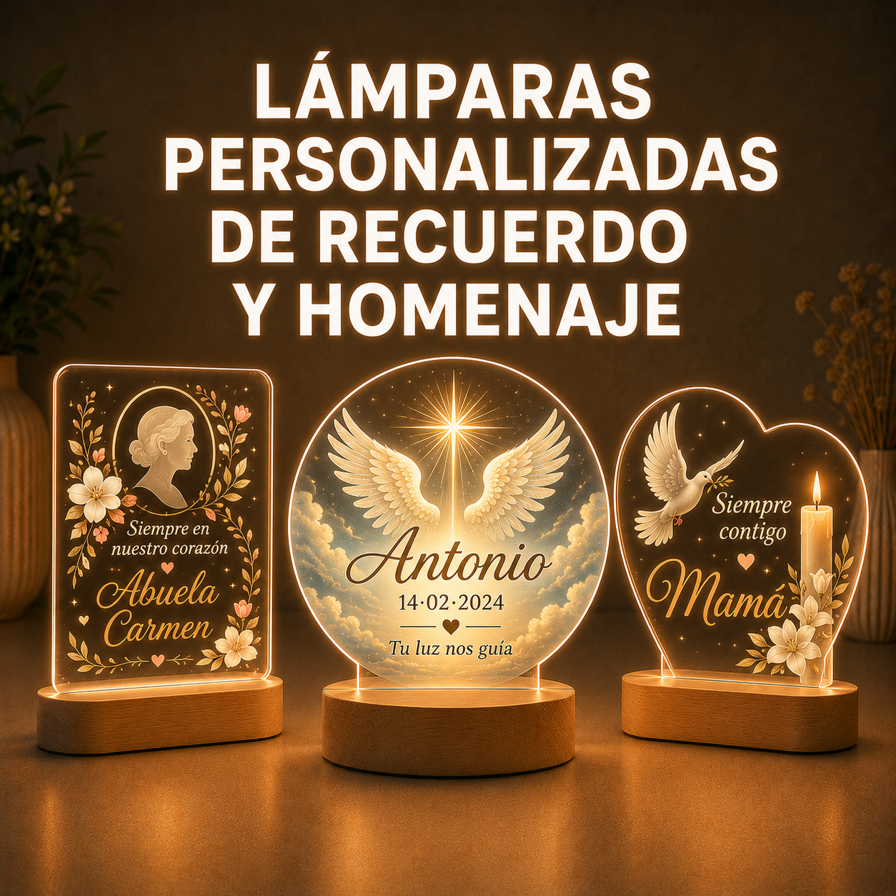 Lámparas personalizadas de recuerdo y homenaje