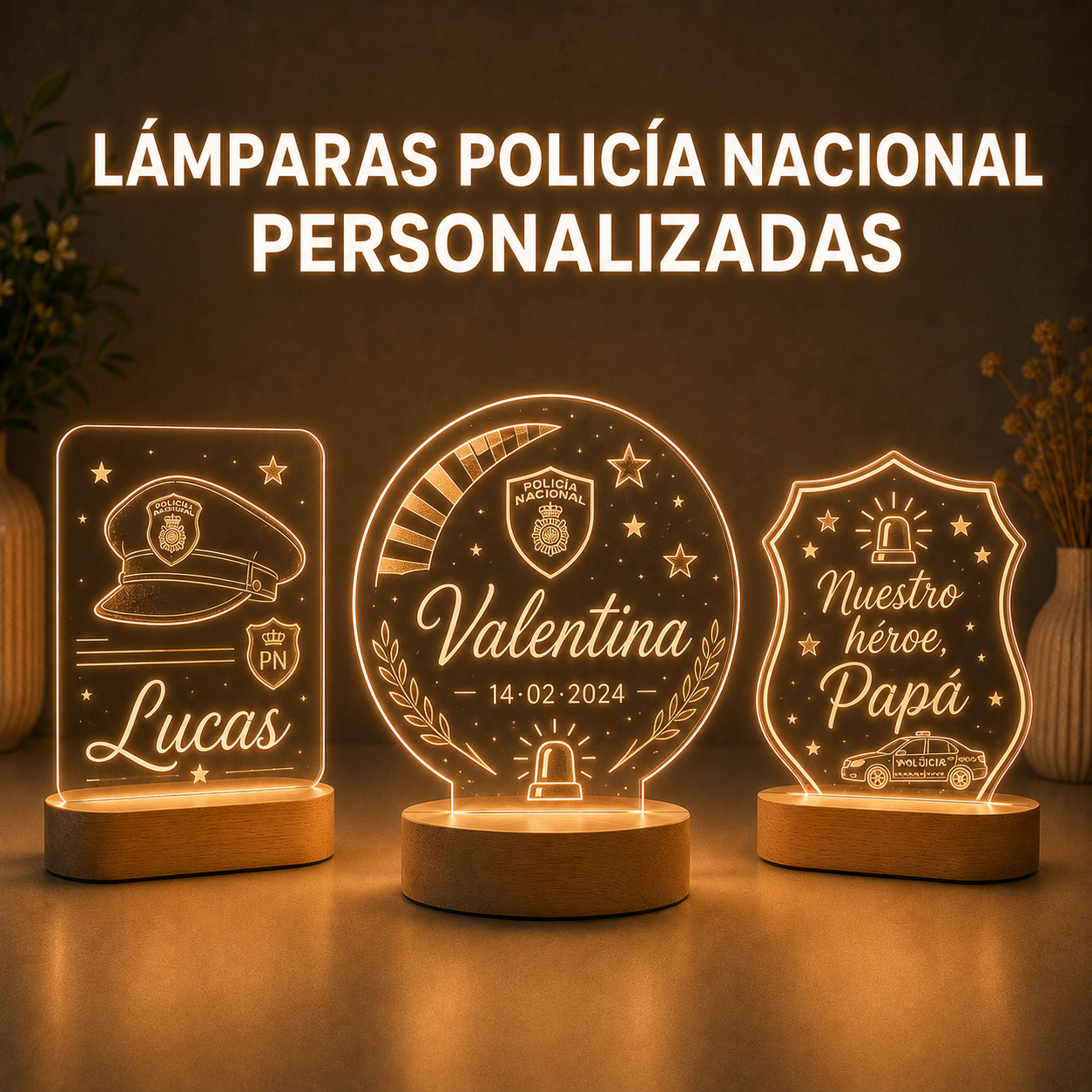 Lámparas Policía Nacional personalizadas
