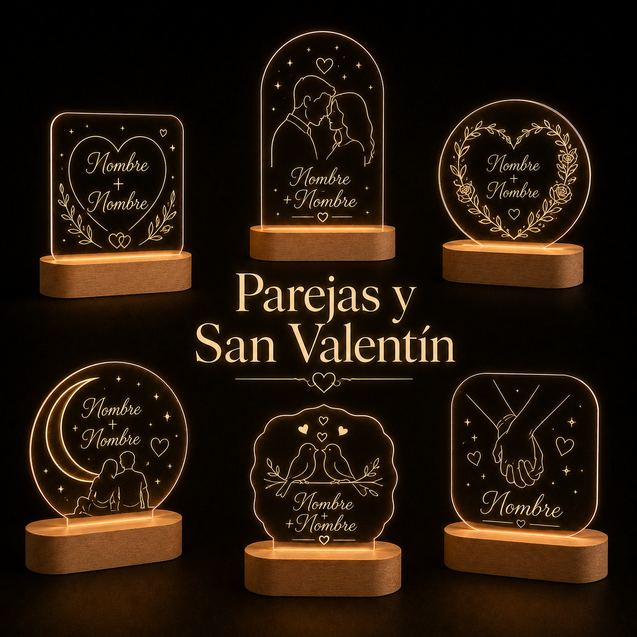 Lámparas para parejas y San Valentín personalizadas