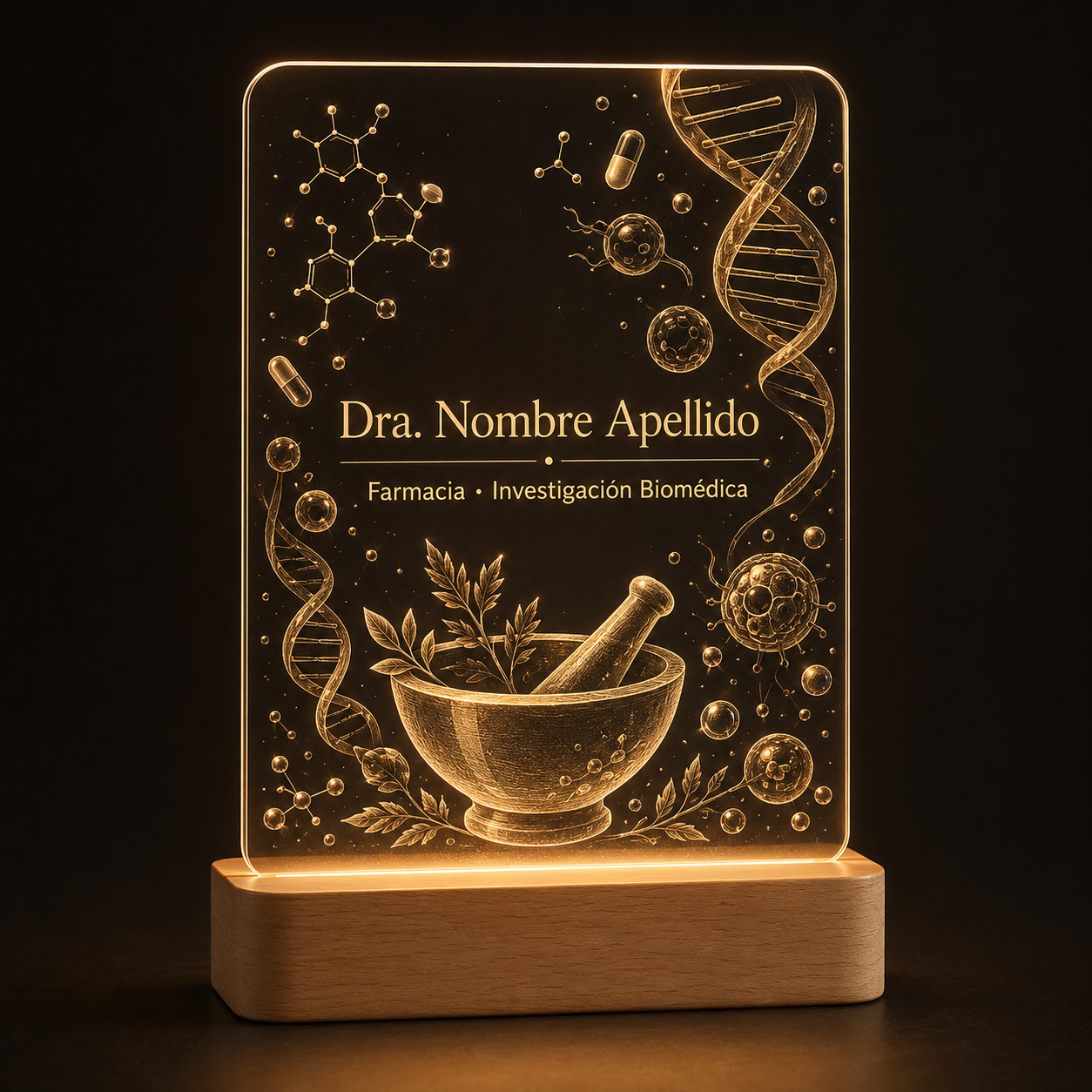 Lámpara farmacia con mortero personalizada LED