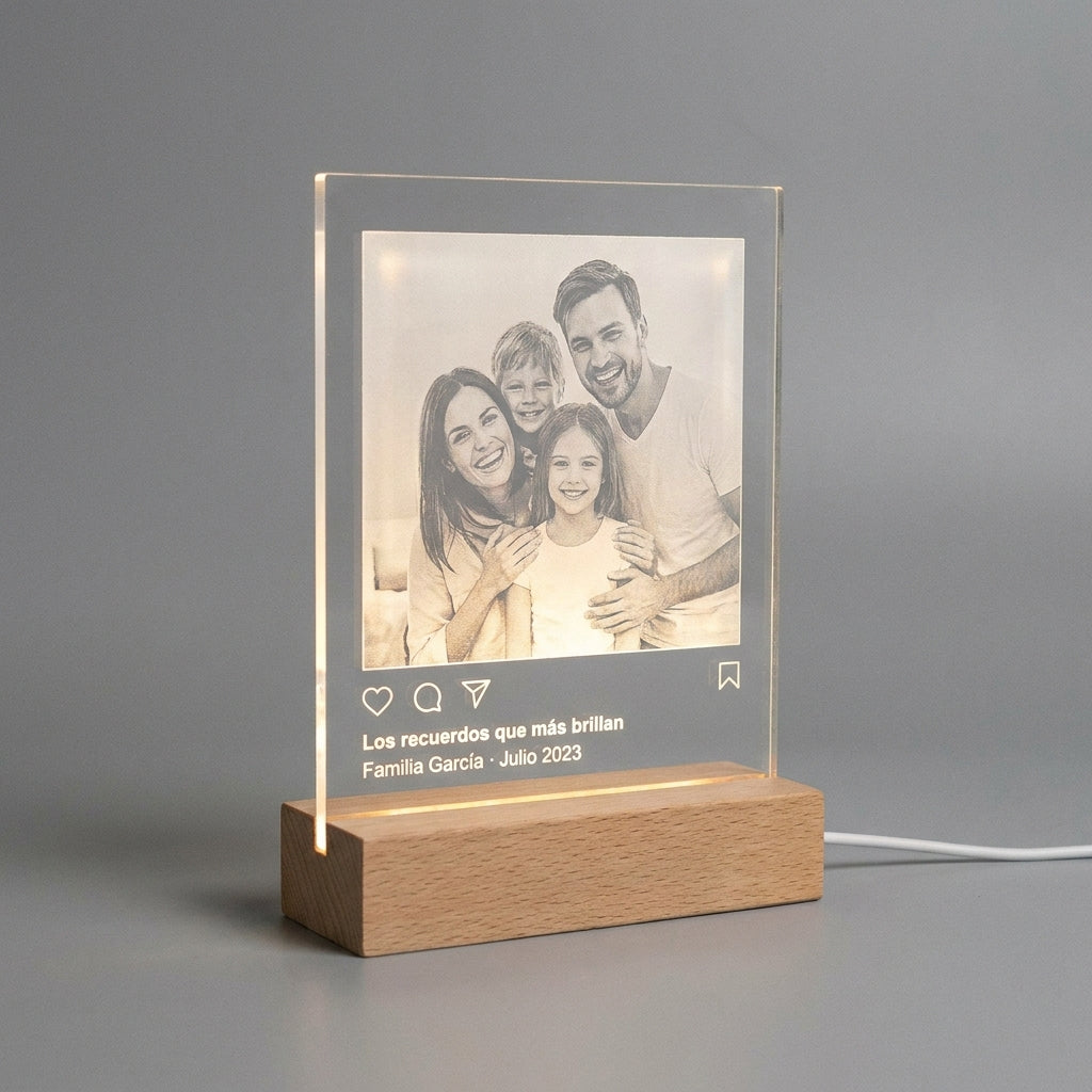 Lámpara estilo Instagram personalizada con foto LED metacrilato