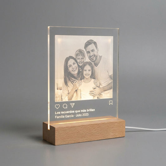 Lámpara estilo Instagram personalizada con foto LED metacrilato