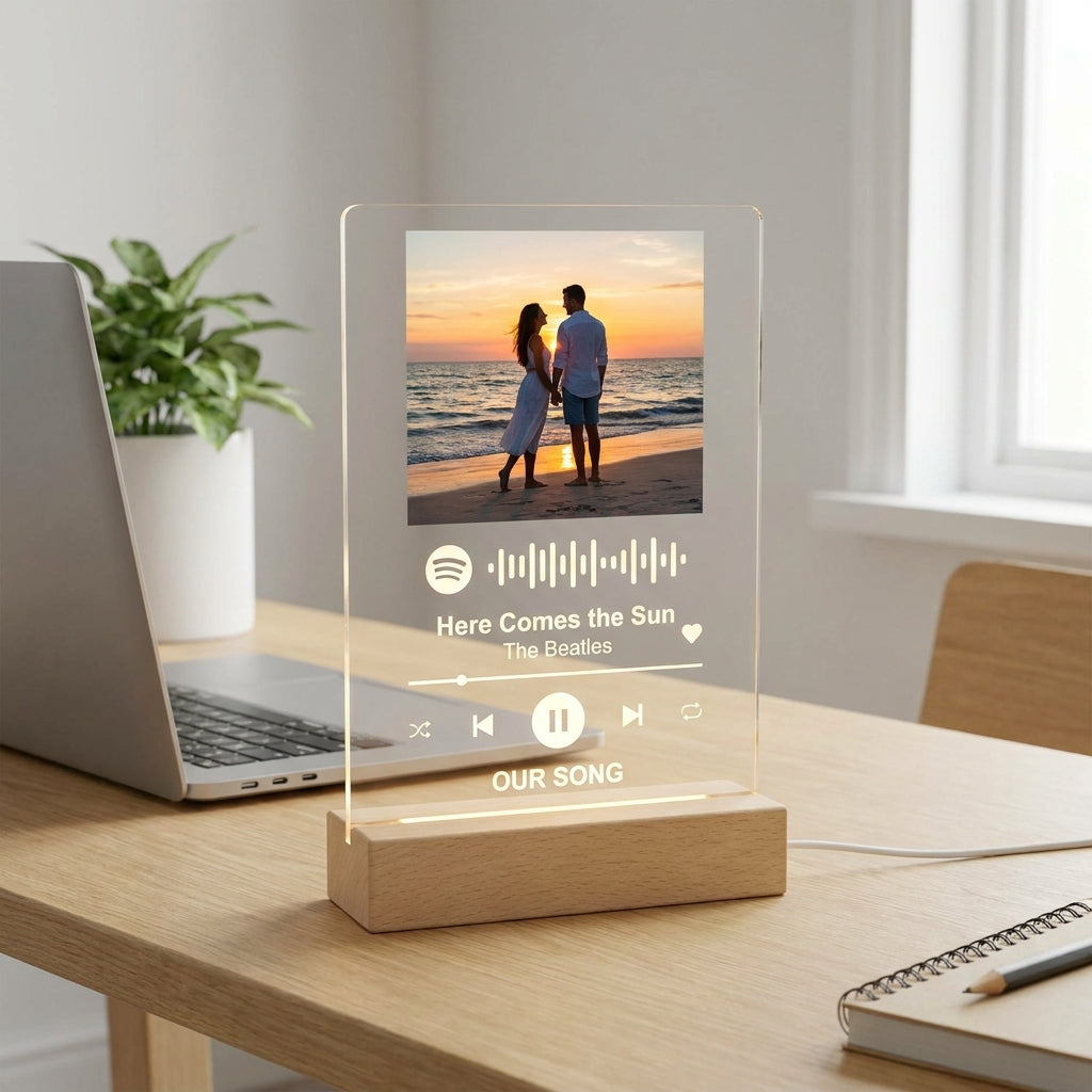 Lámpara reproductor musical con foto personalizada LED