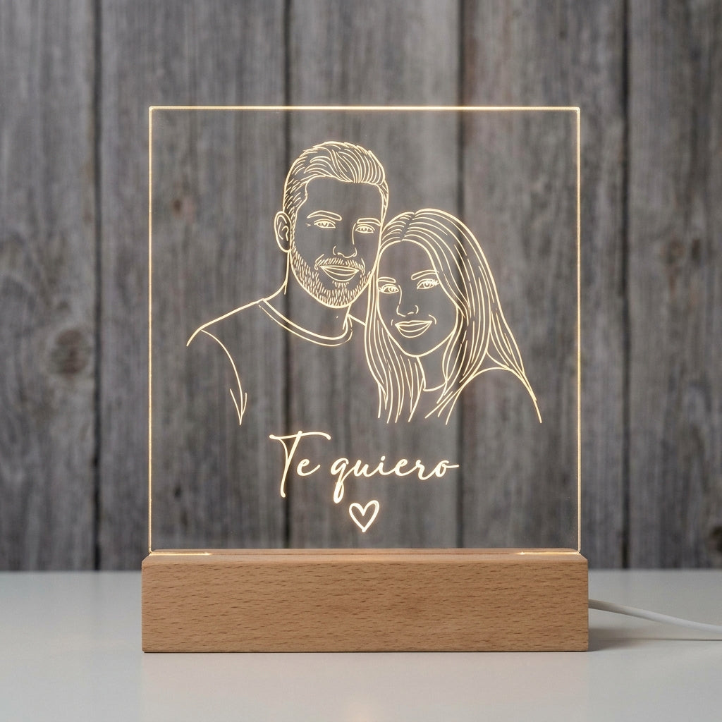 Lámpara retrato te quiero personalizada con foto LED metacrilato