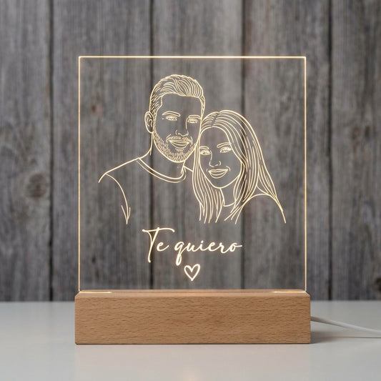 Lámpara retrato te quiero personalizada con foto LED metacrilato