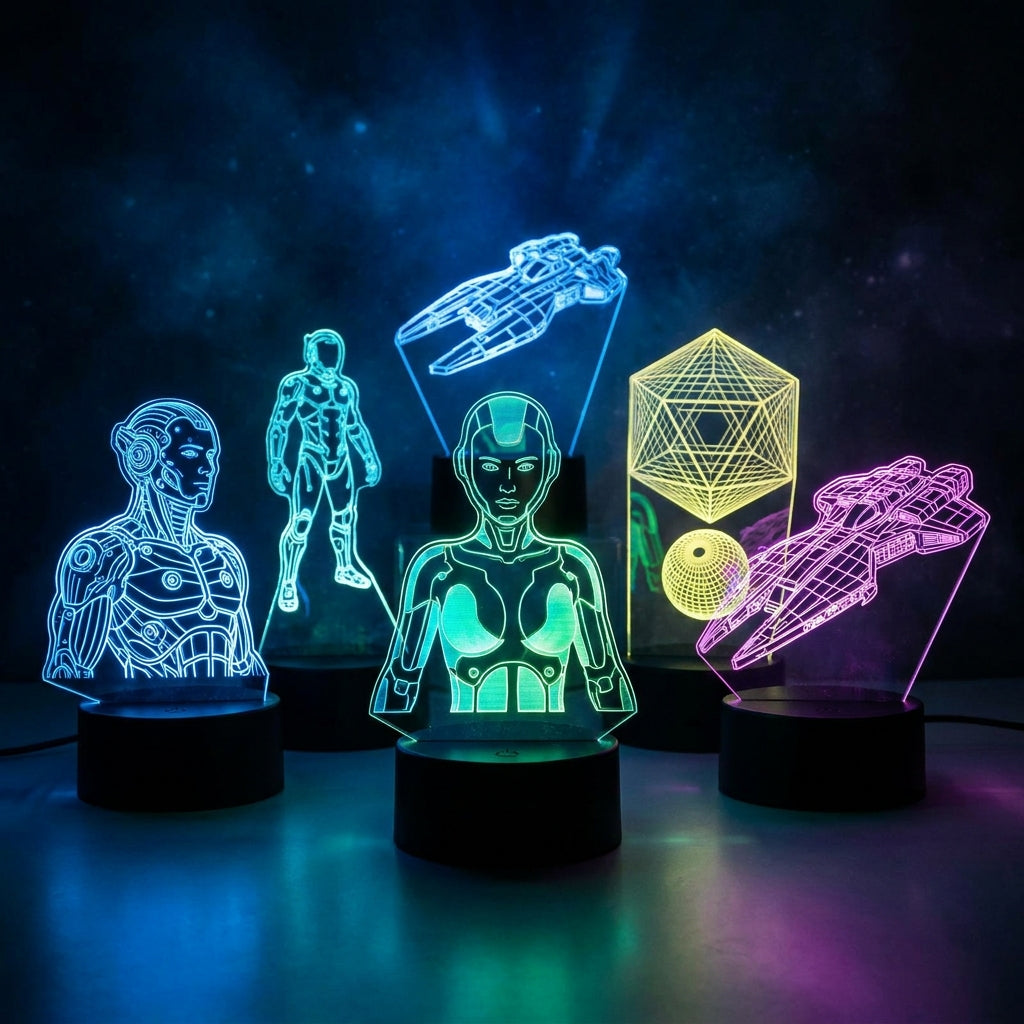Lámpara set holográfico personalizada LED metacrilato