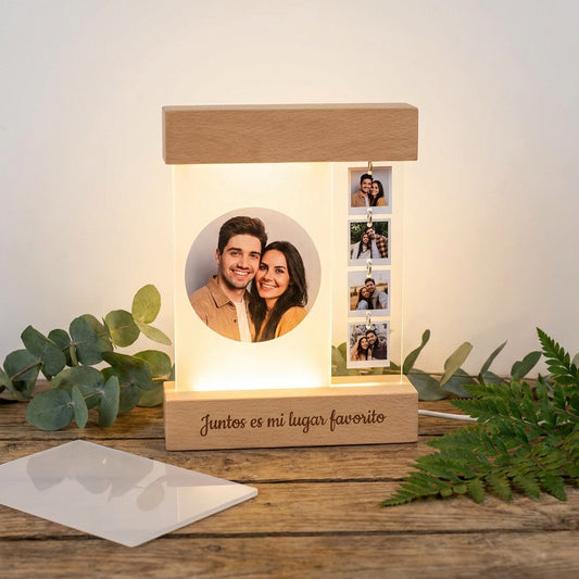 Lámpara collage de enamorados con fotos personalizada LED metacrilato