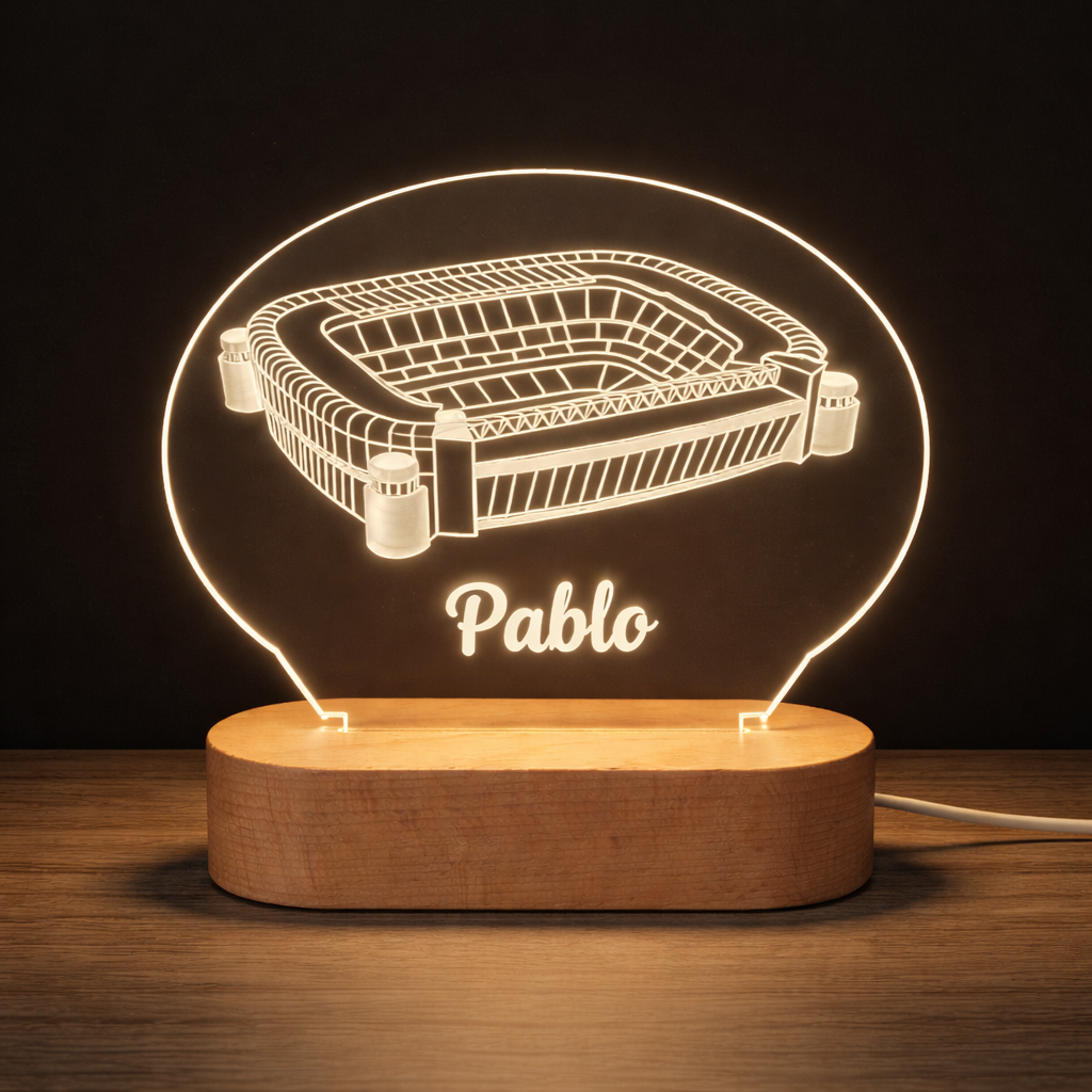 Lámpara Estadio de Fútbol Personalizado | Vista Aérea LED Metacrilato