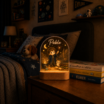 Lámpara mago infantil personalizada, imagen adicional de Chico, diseño LAMGEN012