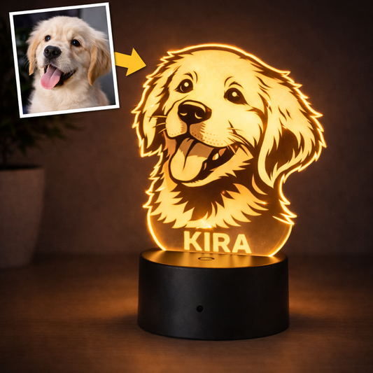 Lámpara con Silueta de Raza de Perro Personalizada | Nombre LED Madera,