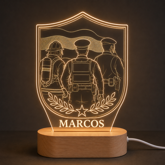 Lámpara para policía, bombero o guardia civil personalizada – LED metacrilato