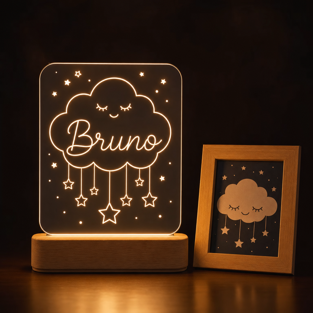 Set regalo bebé lámpara personalizada y marco con foto