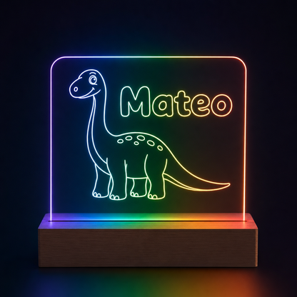 Lámpara dinosaurio con nombre para niño