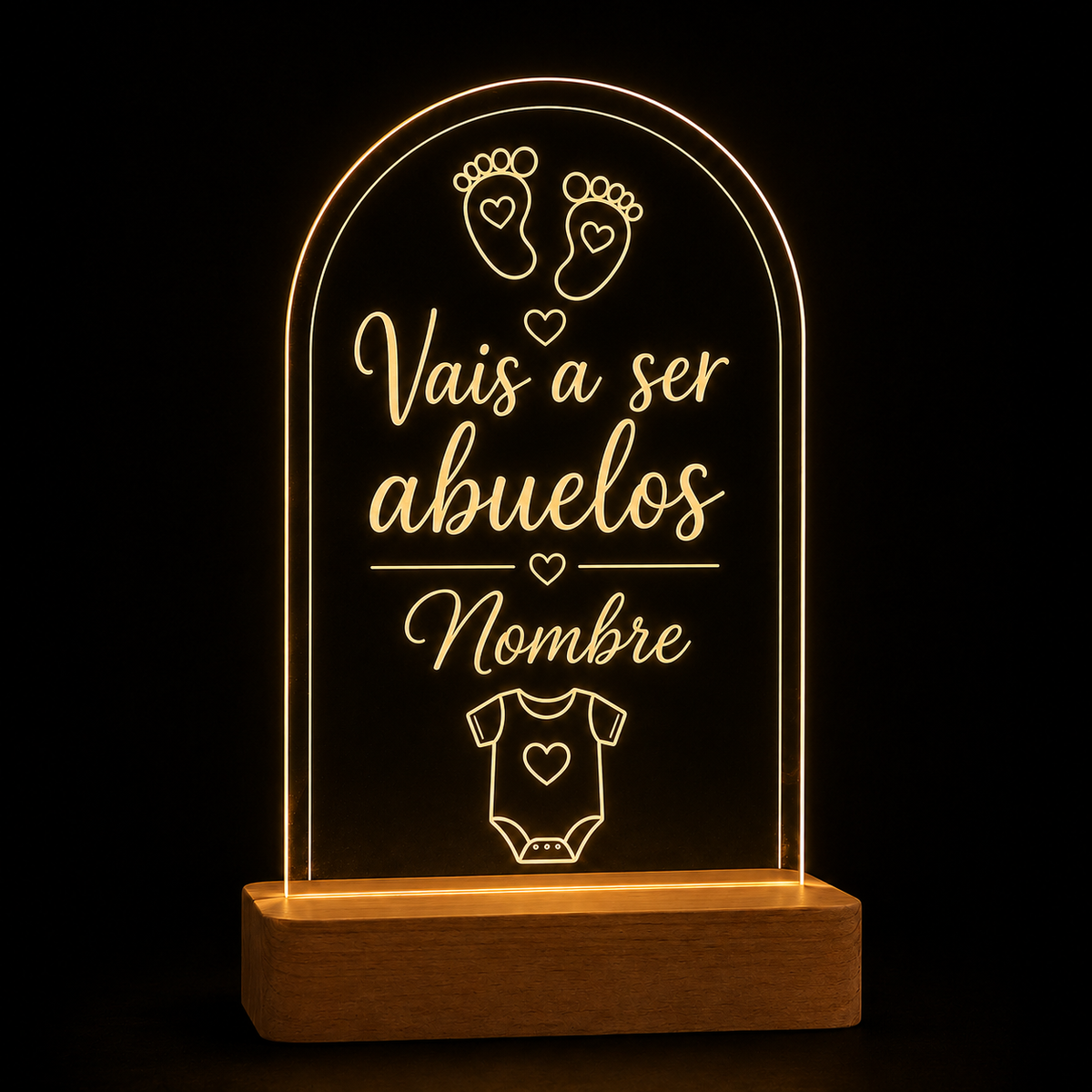 Lámpara anuncio de embarazo personalizada vais a ser abuelos LED metacrilato