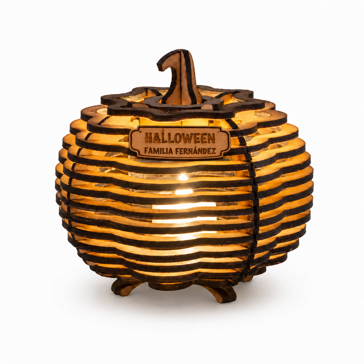 Lámpara calabaza Halloween personalizada regalo con nombre LED