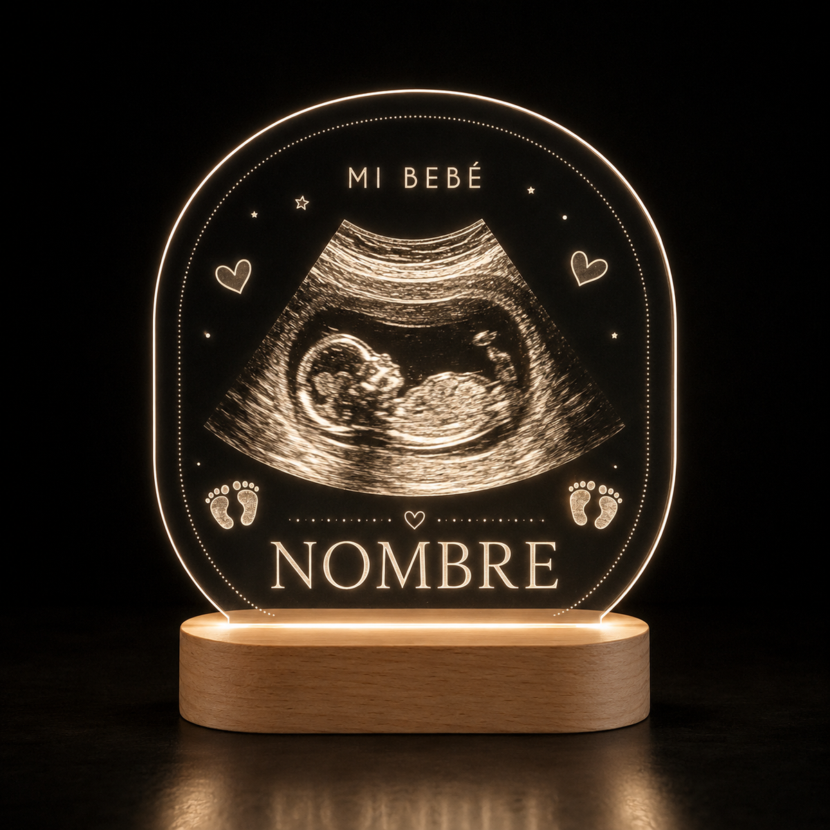 Lámpara con ecografía del bebé personalizada LED metacrilato