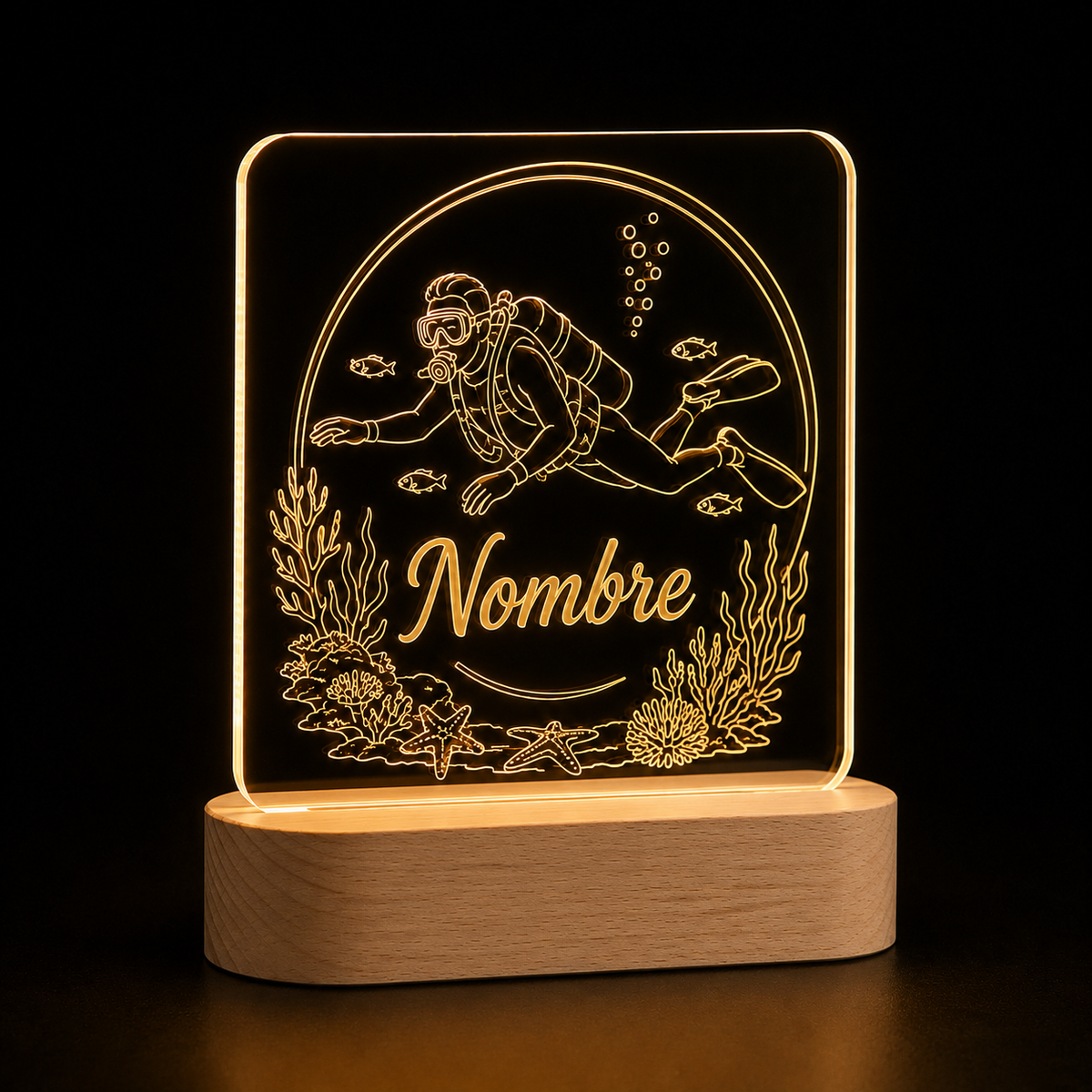 Lámpara de buceo personalizada LED metacrilato