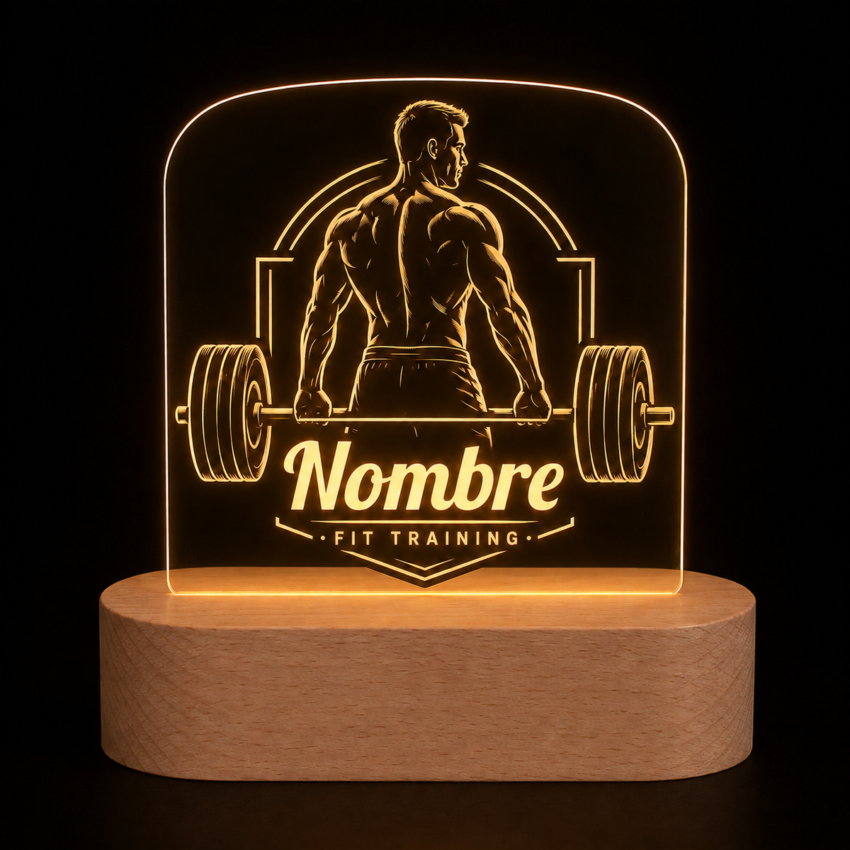 Lámpara de fit training personalizada LED metacrilato