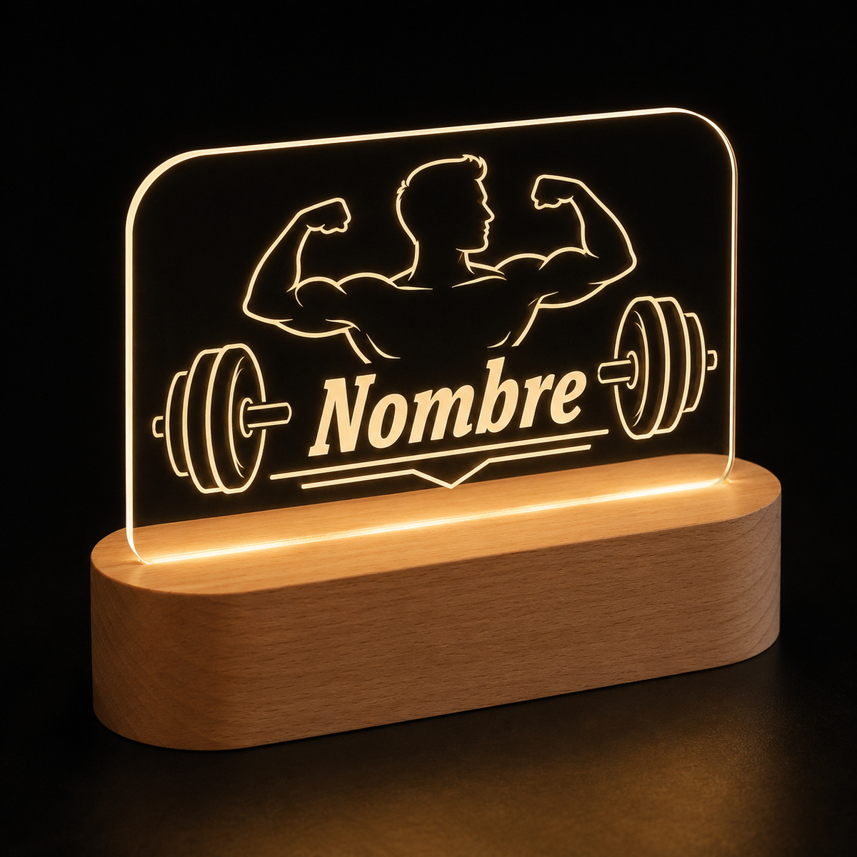 Lámpara de gimnasio y fitness personalizada LED metacrilato