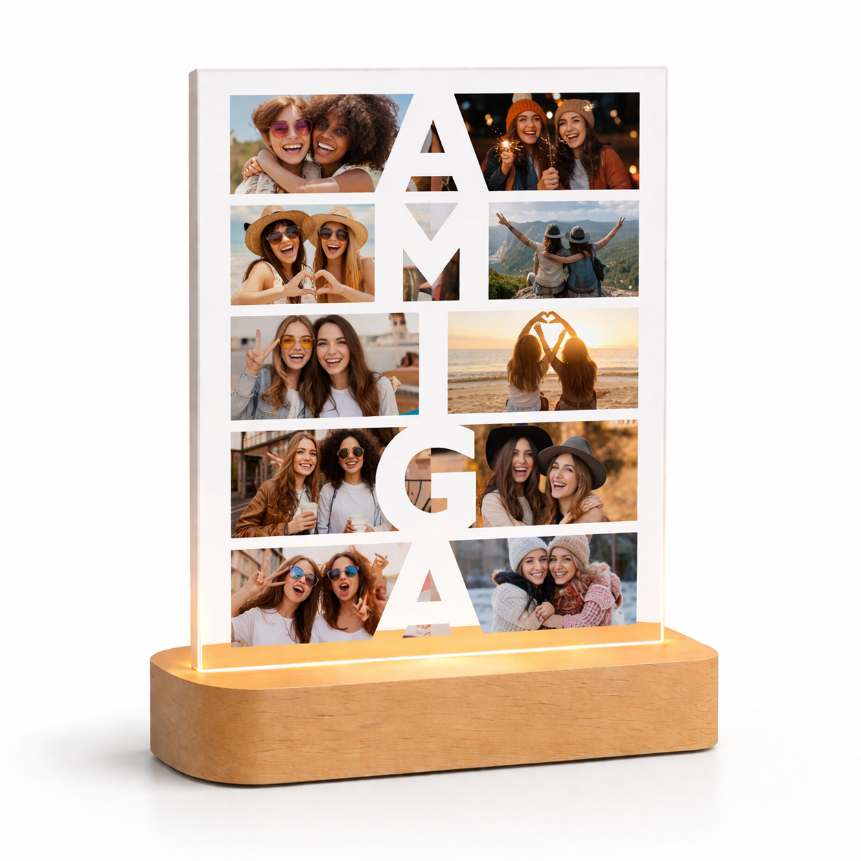 Lámpara Personalizada Amiga con Fotos y Texto | Regalo Único