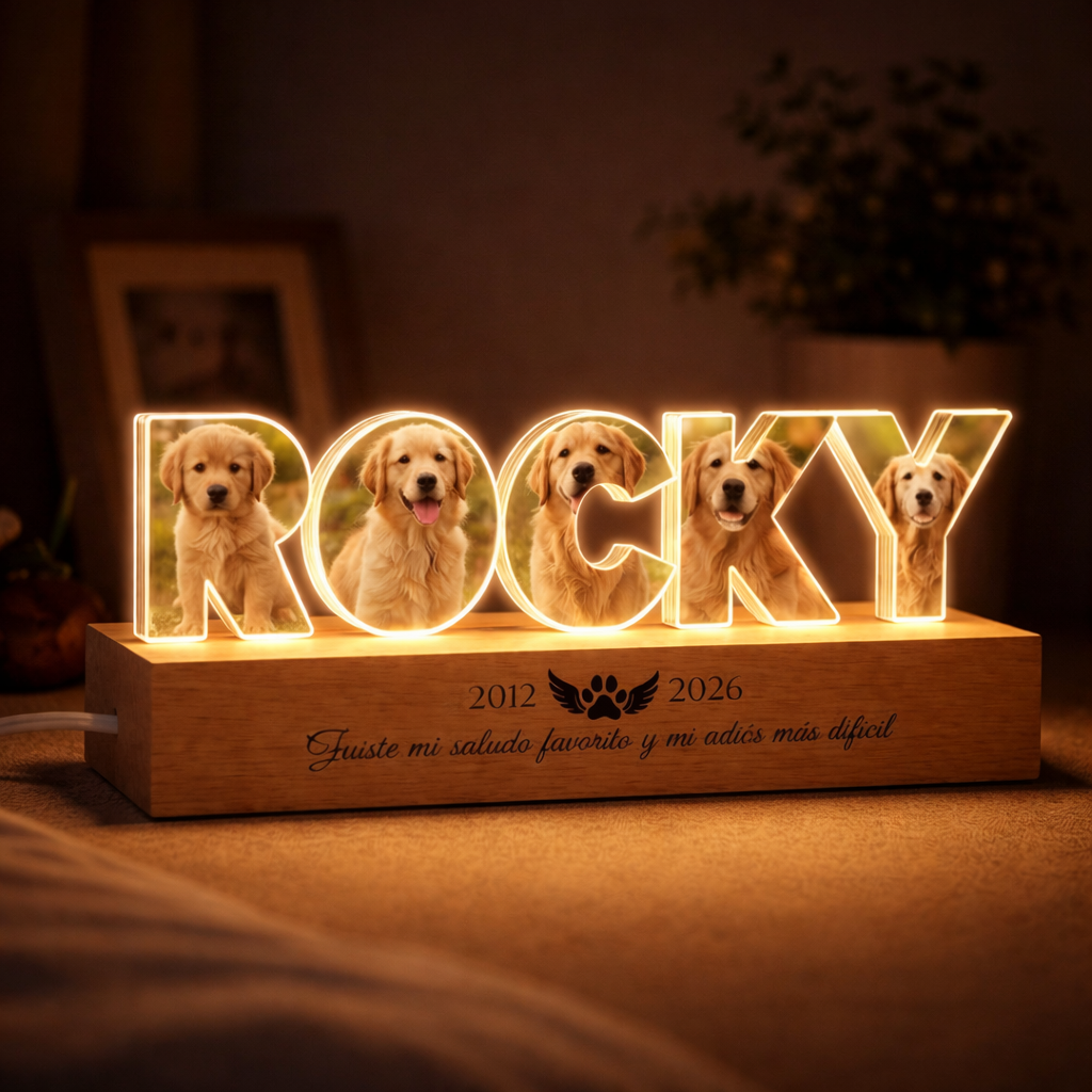 Lámpara Silueta de Mascota con Nombre | Perro Gato LED Metacrilato