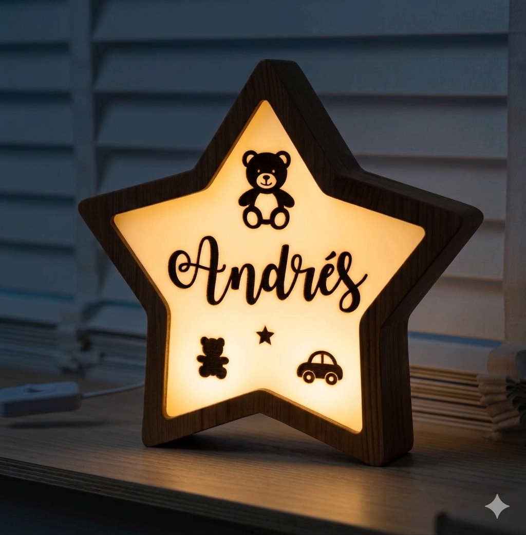 Lámpara Estrella Personalizada con Nombre para Habitación Infantil