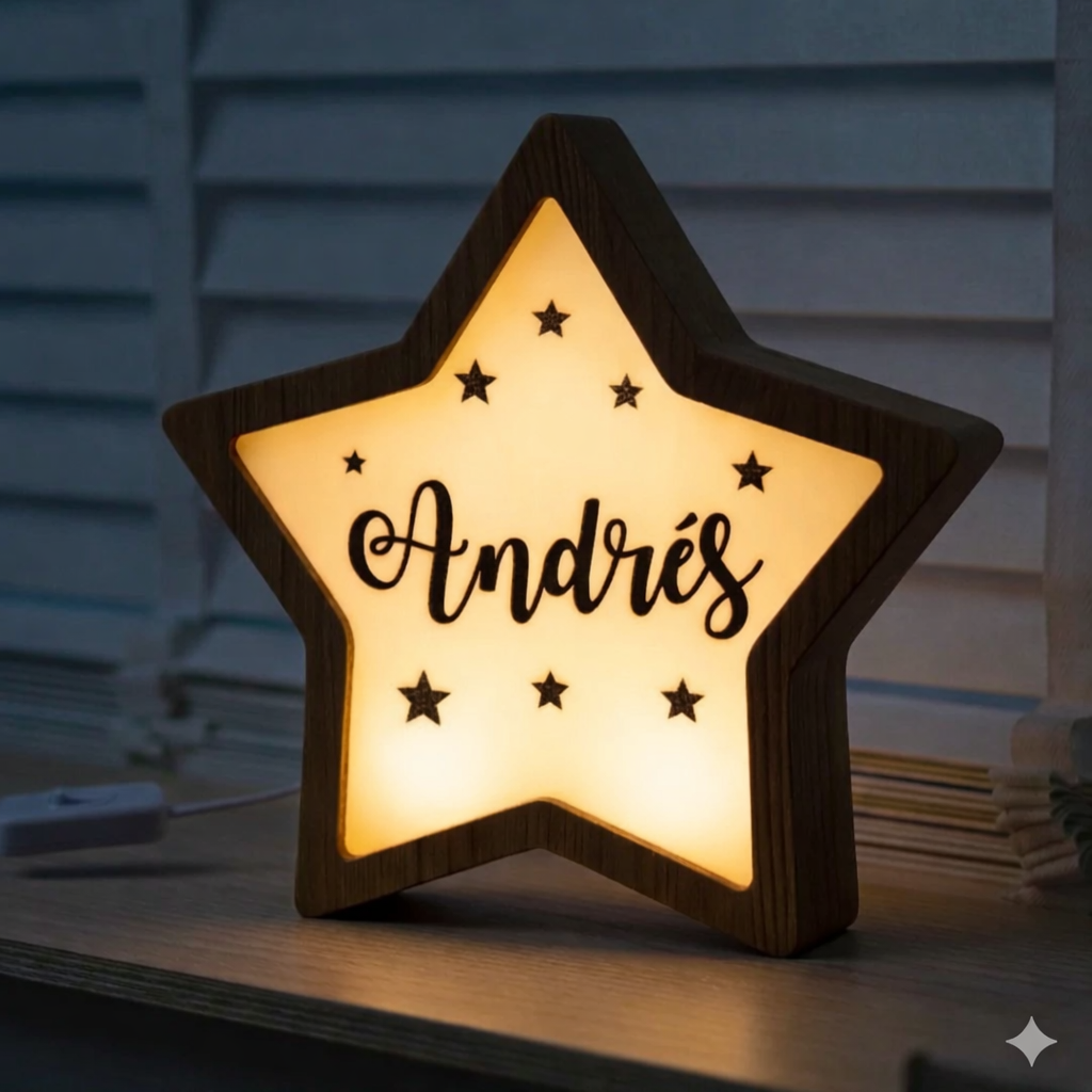 Lámpara Estrella Personalizada con Nombre para Habitación Infantil