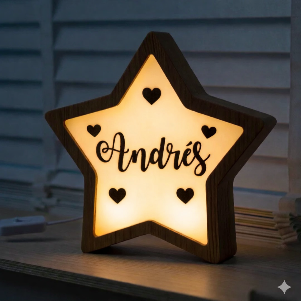 Lámpara Estrella Personalizada con Nombre para Habitación Infantil