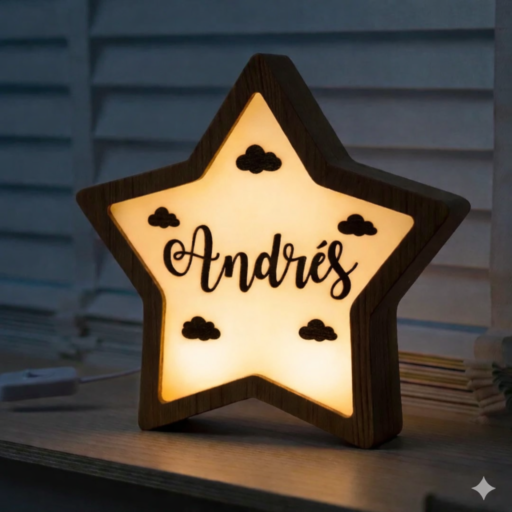 Lámpara Estrella Personalizada con Nombre para Habitación Infantil