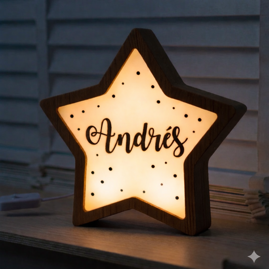 Lámpara Estrella Personalizada con Nombre para Habitación Infantil
