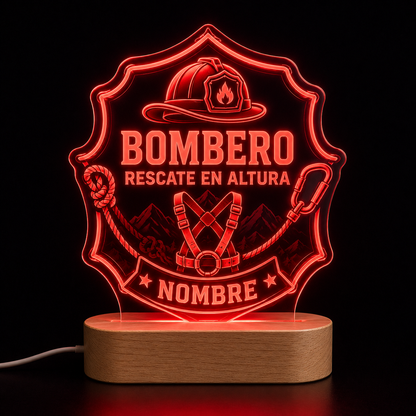 Lámpara de bombero rescate en altura personalizada – LED metacrilato