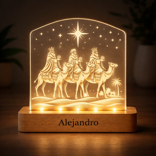 Lámpara para Reyes Magos | Regalo Original Niños Metacrilato LED Madera