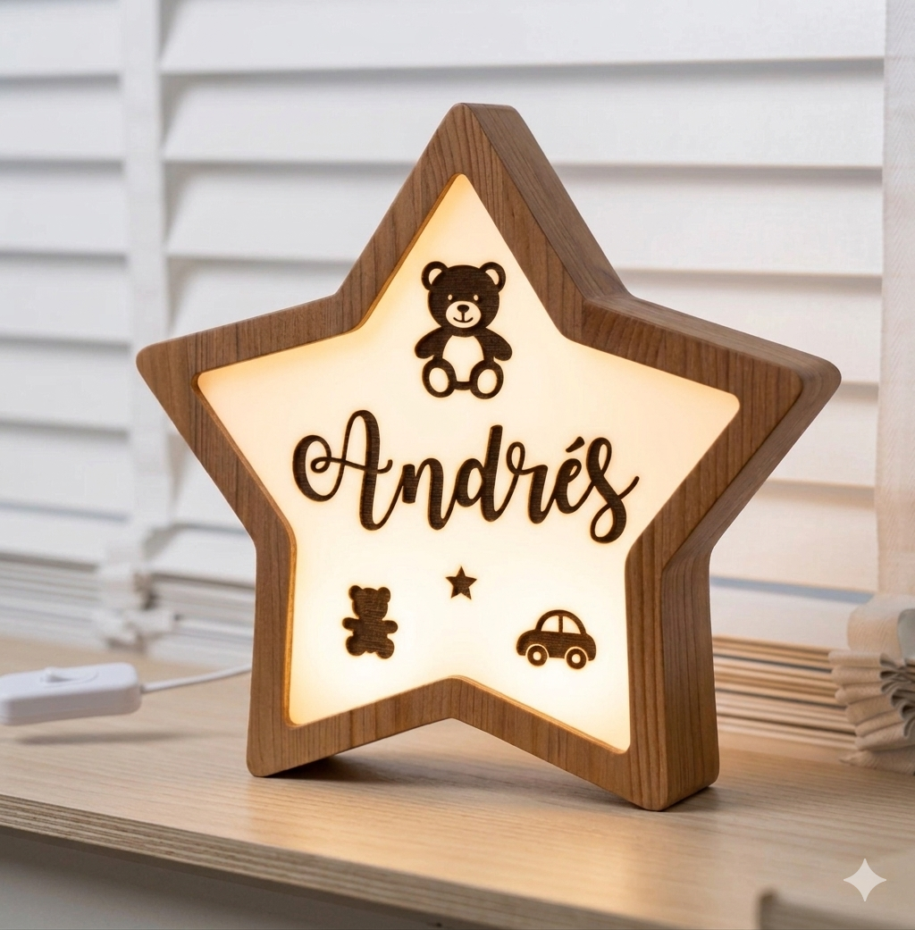 Lámpara Estrella Personalizada con Nombre para Habitación Infantil