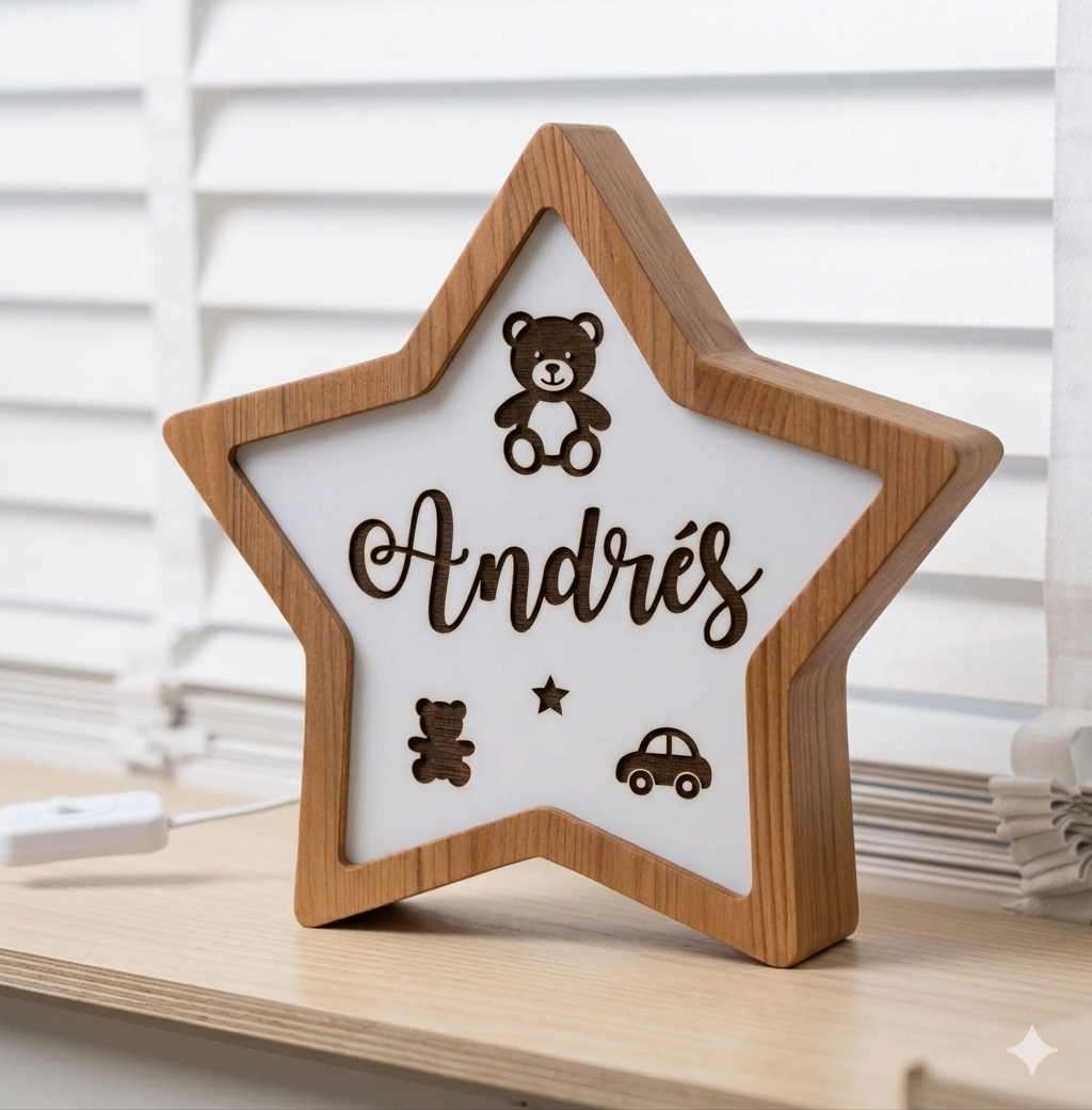 Lámpara Estrella Personalizada con Nombre para Habitación Infantil